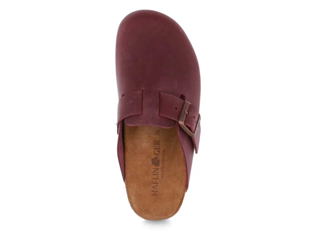 HAFLINGER Men Women Leather Clogs 'Porto', bordeaux