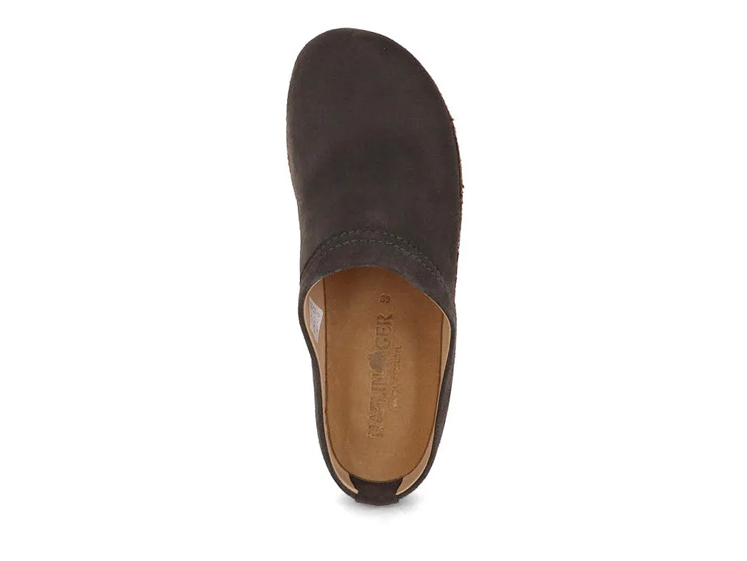 HAFLINGER Men Women Leather Clogs with Arch Support 'Bio Malm', graphite