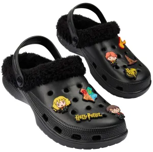 Harry Potter Clogs Womens Teens Winter Fleece Lining & Removable Charms - Warm Slip On Garden Shoes with Strap