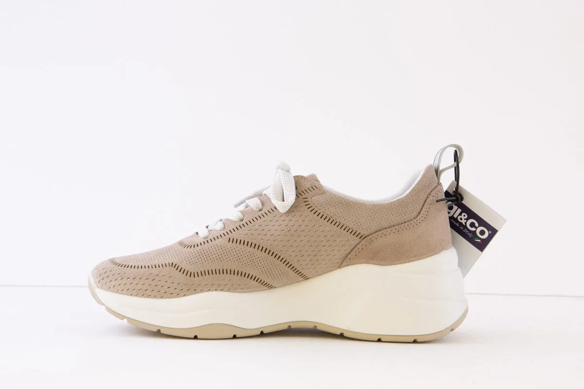 IGI & CO - 3663311 LACED WEDGE TRAINER SHOE - TAUPE