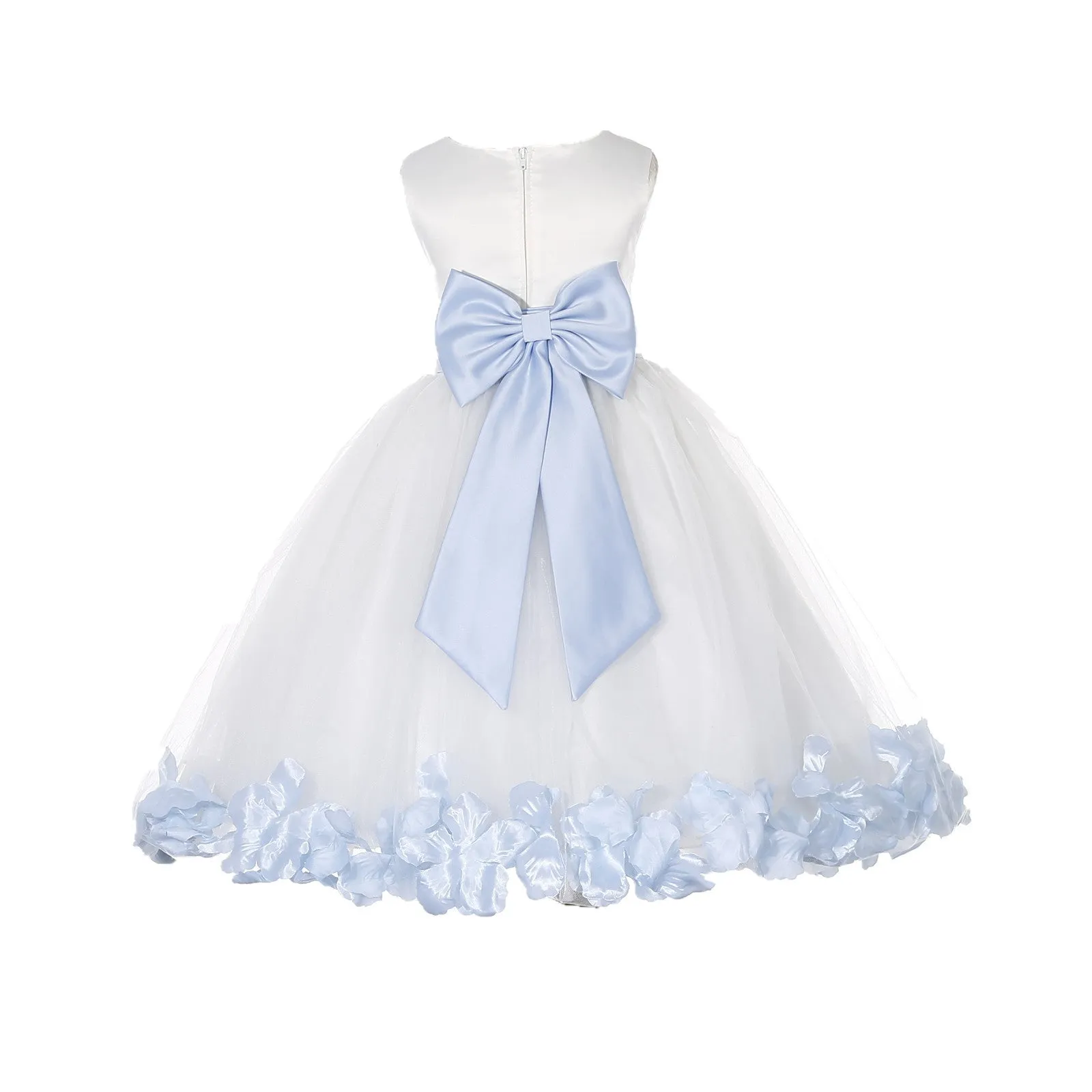 Ivory Elegant Wedding Pageant Special Events Petals Flower Girl Dress with Bow Tie Sash 302T(5)