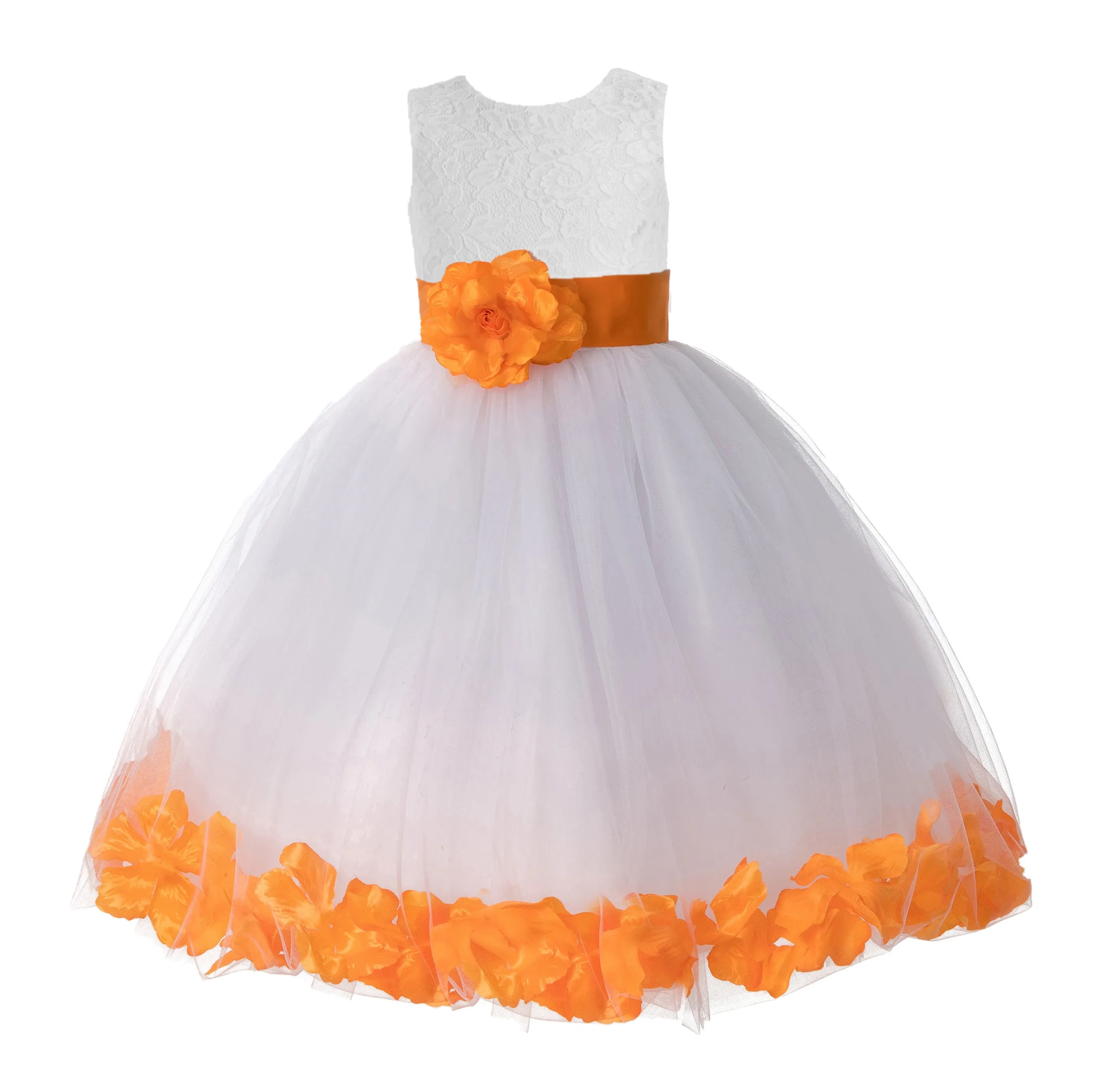 Ivory Floral Lace Heart Cutout Rose Petals Flower Girl Dress Junior Bridesmaid Special Event 185T(2)