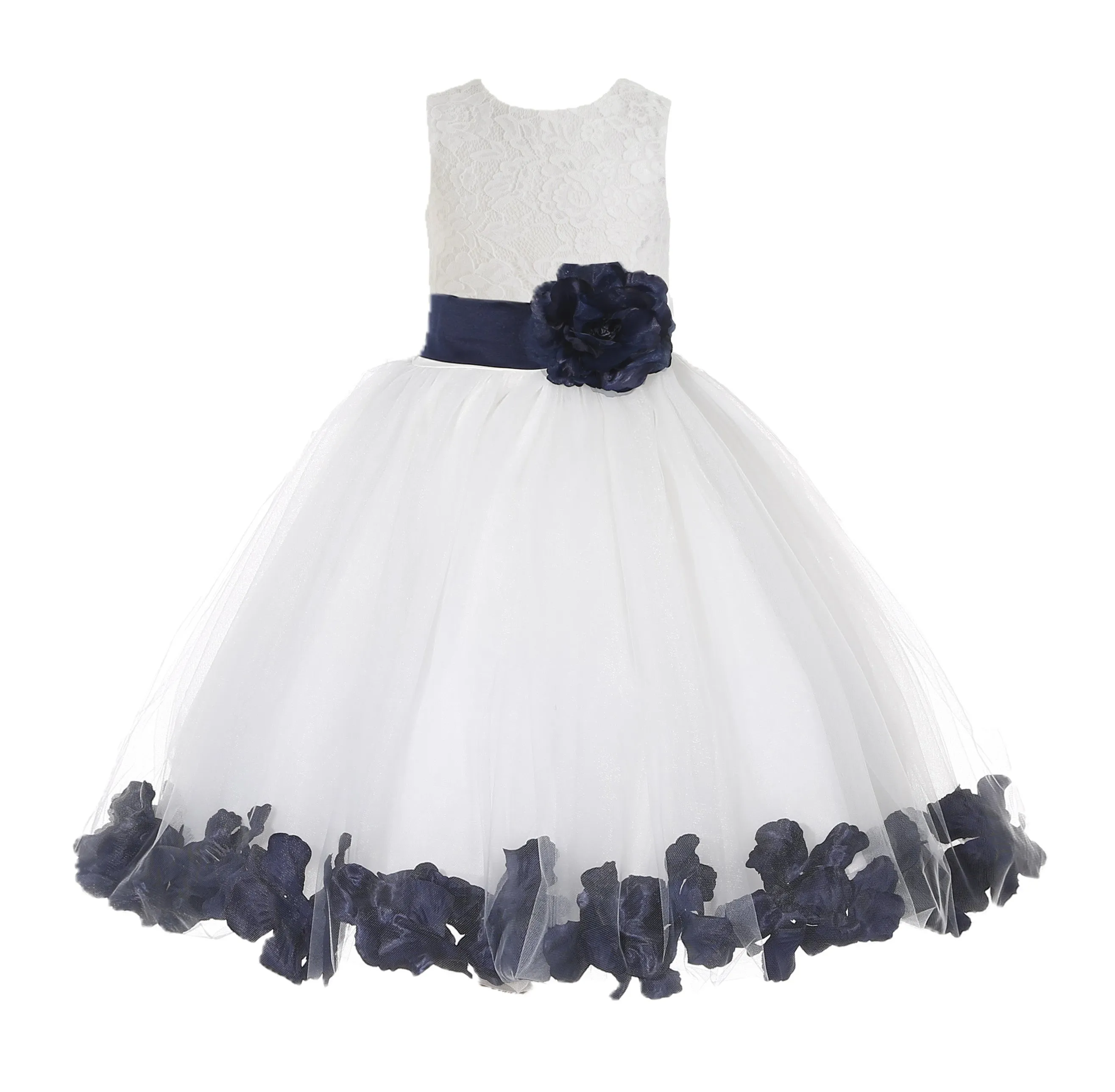 Ivory Floral Lace Heart Cutout Rose Petals Flower Girl Dress Junior Bridesmaid Special Event 185T(2)