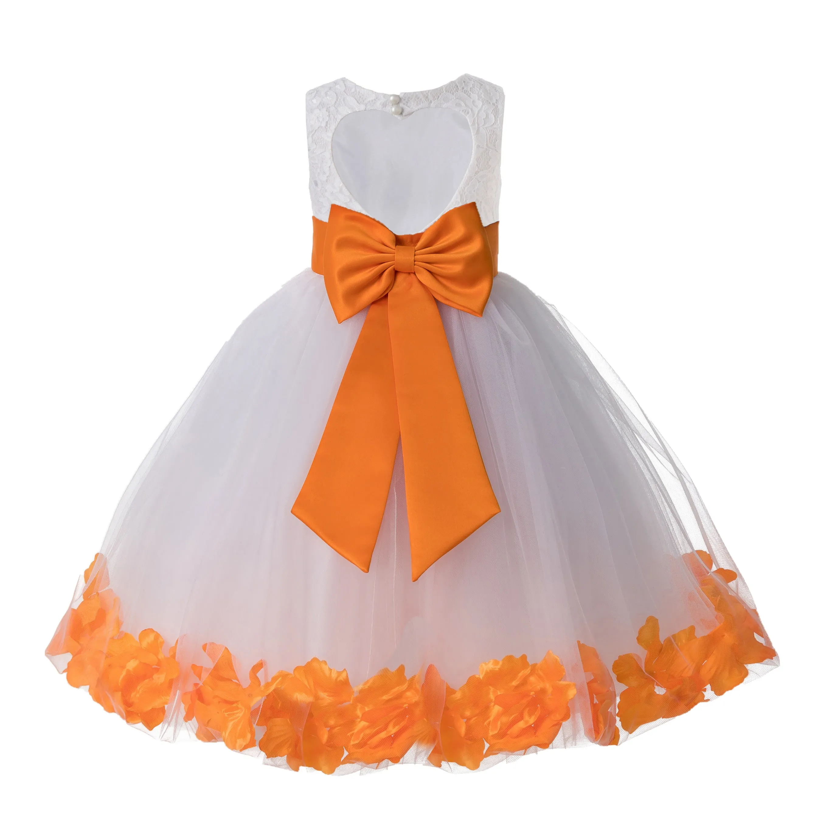 Ivory Floral Lace Heart Cutout Rose Petals Flower Girl Dress Junior Bridesmaid Special Event 185T(2)