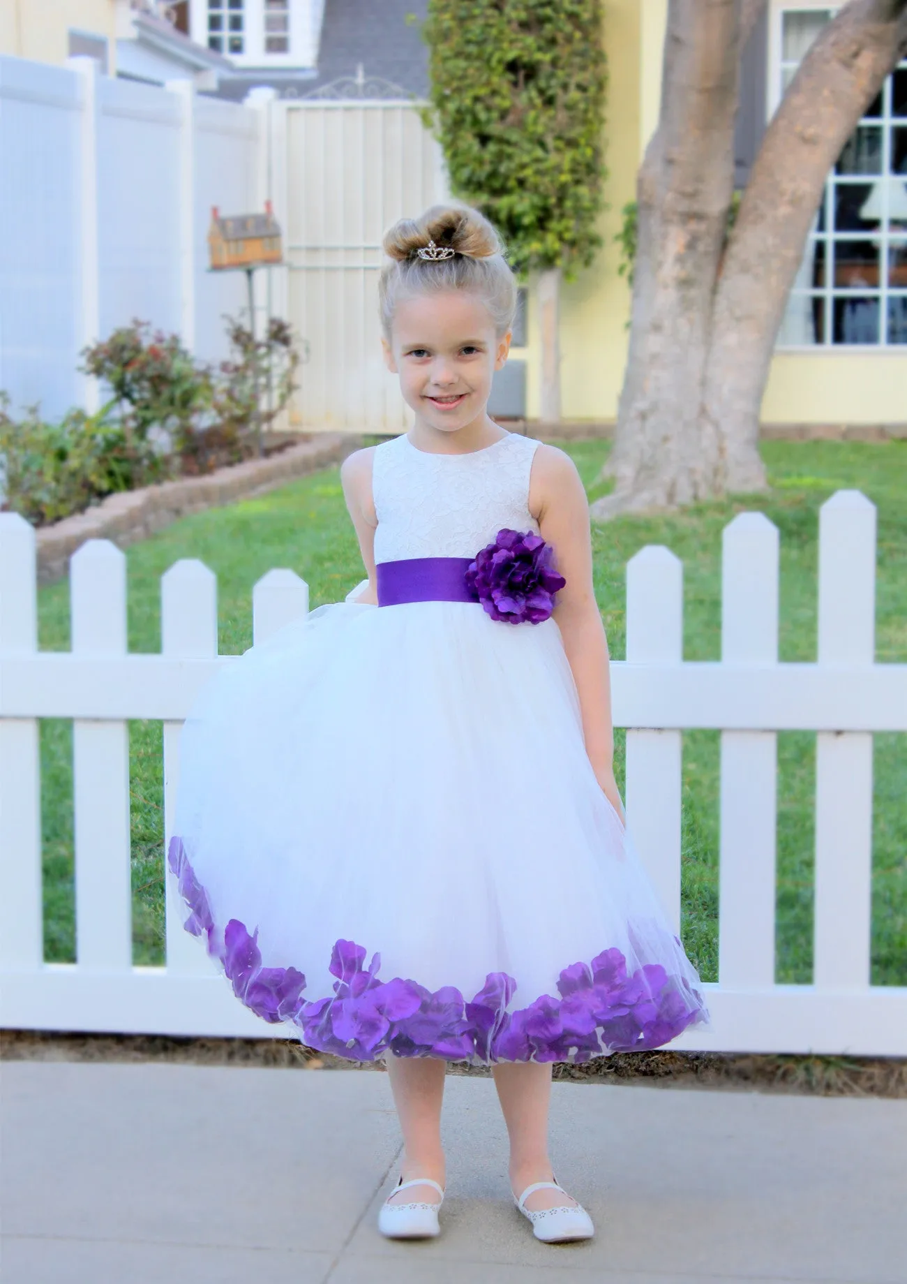 Ivory Floral Lace Heart Cutout Rose Petals Flower Girl Dress Junior Bridesmaid Special Event 185T(2)