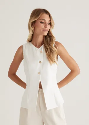 Jolie Vest Top - Off White