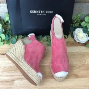 Kenneth Cole Olivia Wedge Espadrille Sandal in Coral, Size: 9