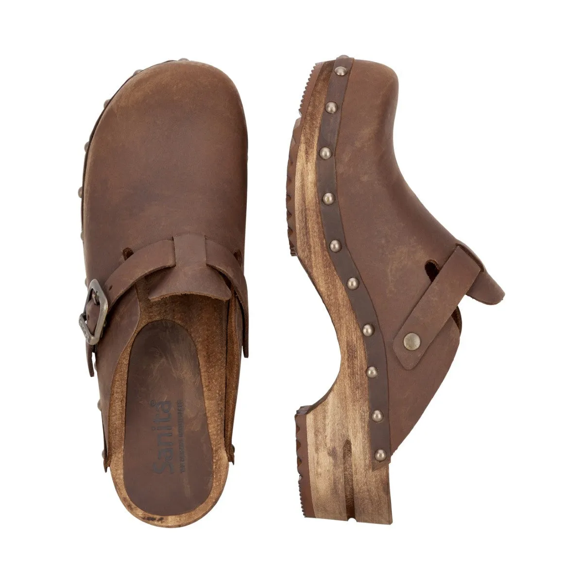 Kristel Women's Wood Clog in Antique Brown