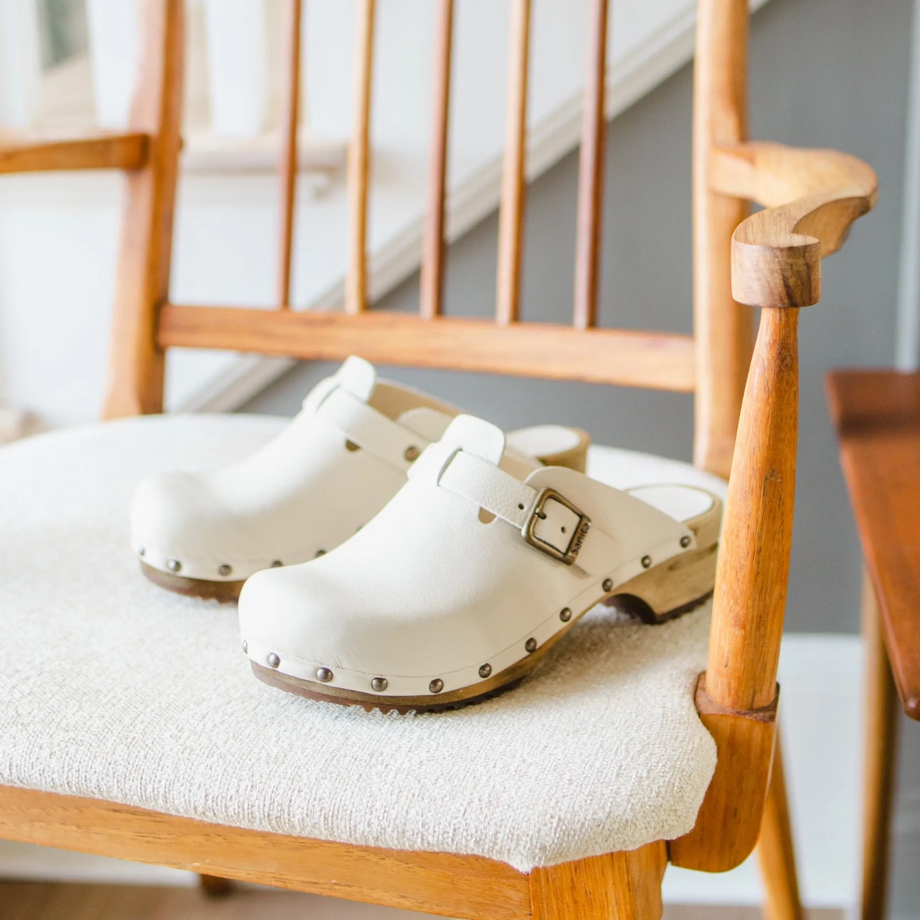 Kristel Women's Wood Clog in Cream