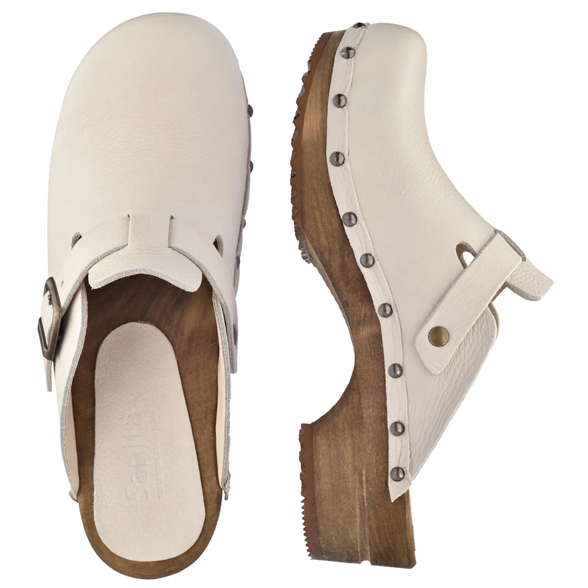Kristel Women's Wood Clog in Cream
