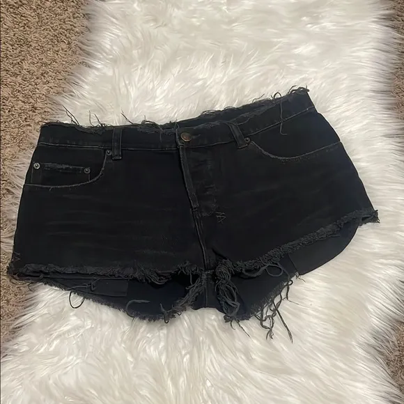 Ksubi Low Rise Denim Distressed Button Fly Shorts
