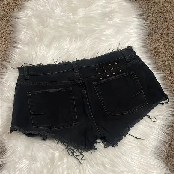 Ksubi Low Rise Denim Distressed Button Fly Shorts