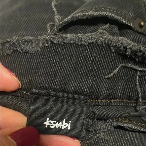 Ksubi Low Rise Denim Distressed Button Fly Shorts