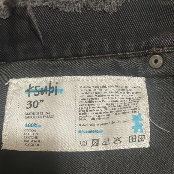 Ksubi Low Rise Denim Distressed Button Fly Shorts
