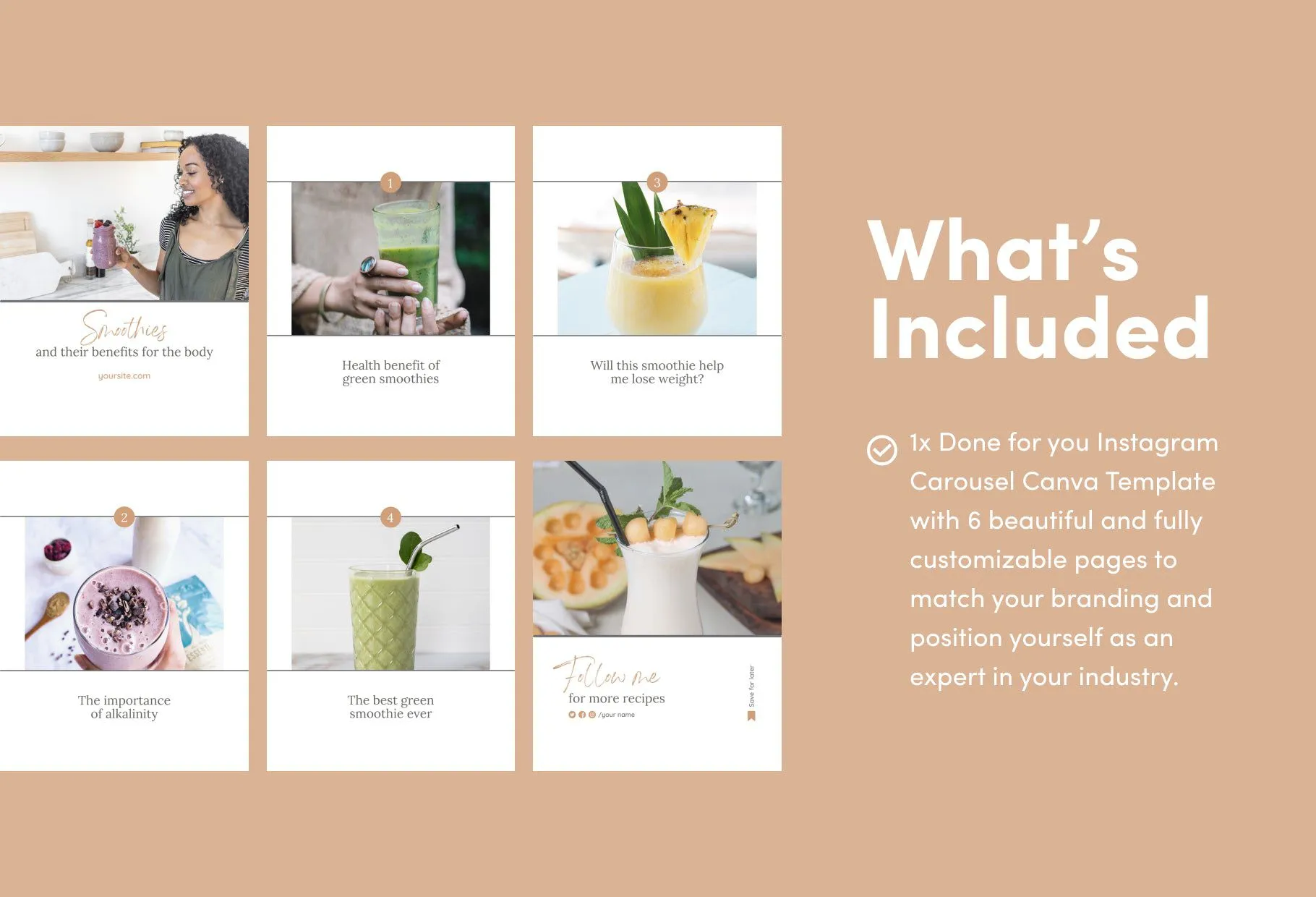 Layla Food and Nutrition 6-Page Carousel Canva Template