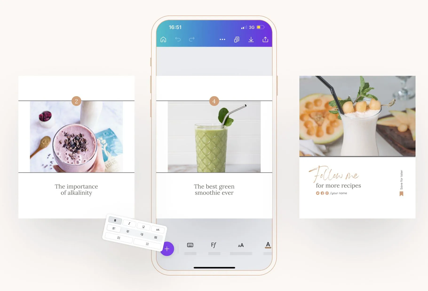Layla Food and Nutrition 6-Page Carousel Canva Template
