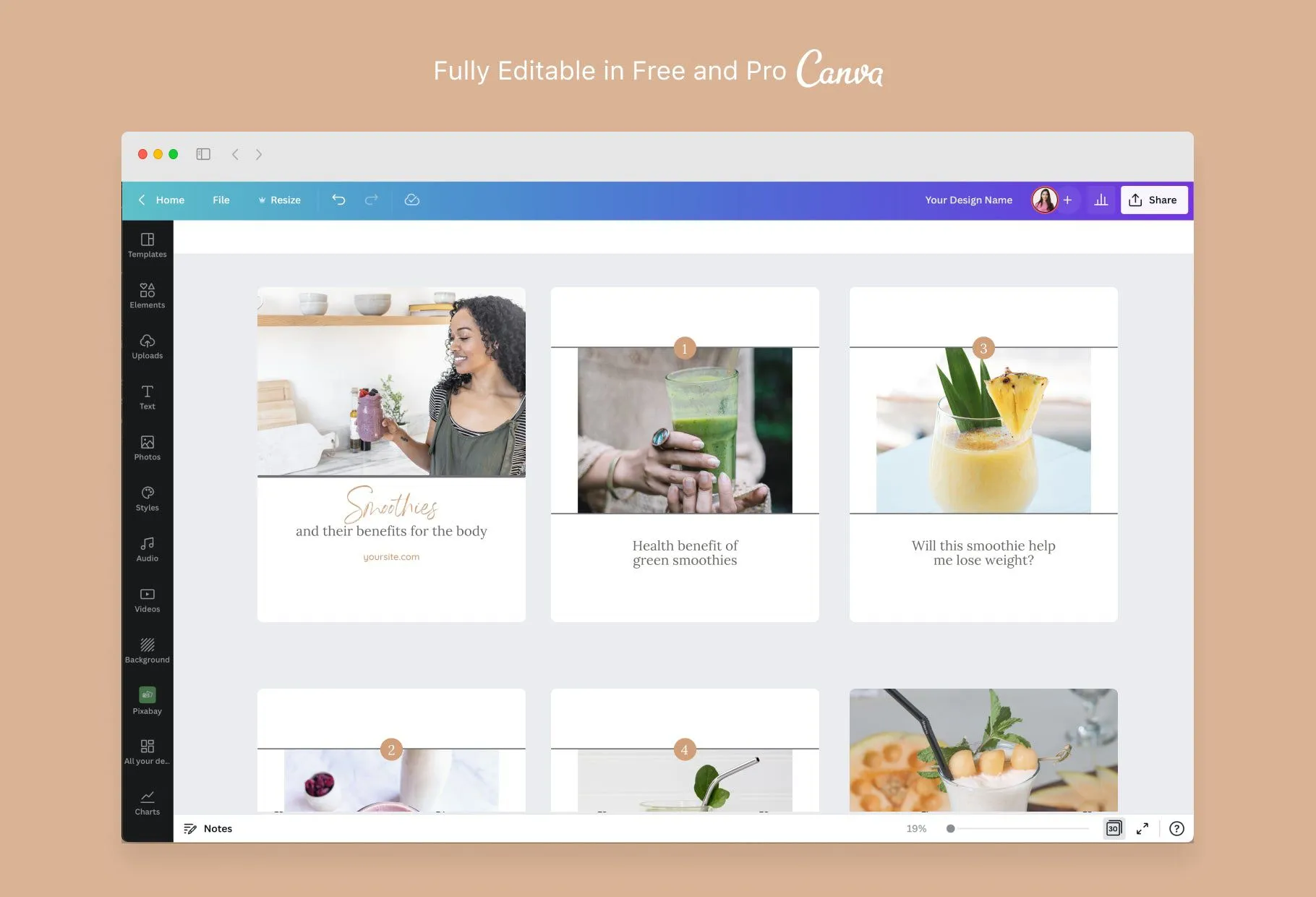 Layla Food and Nutrition 6-Page Carousel Canva Template