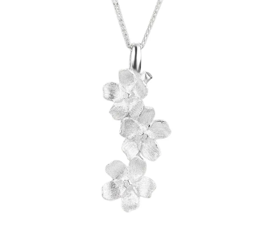 Long Elegant Forget-Me-Not Flower Necklace