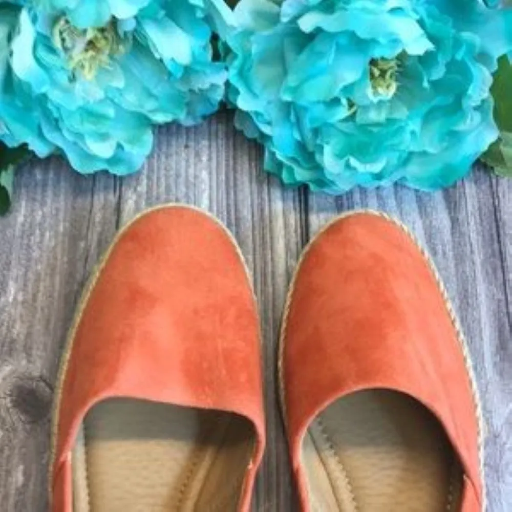 LUCCA LANE Naomi Burnt Orange Suede Casual Espadrille Flats 7.5M