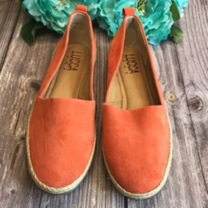 LUCCA LANE Naomi Burnt Orange Suede Casual Espadrille Flats 7.5M