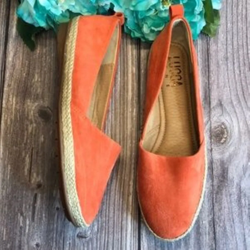 LUCCA LANE Naomi Burnt Orange Suede Casual Espadrille Flats 7.5M