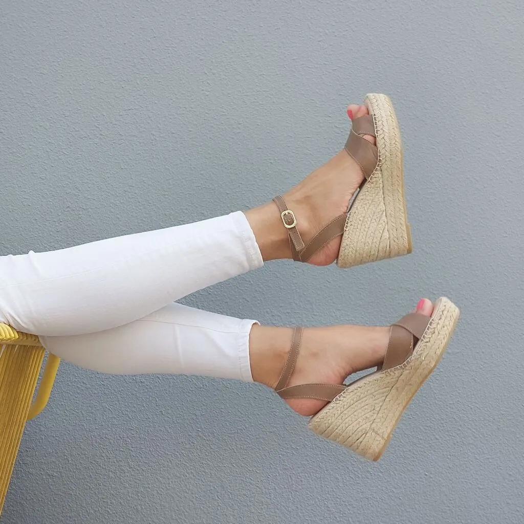 Lucia Espadrille Wedge in Mocha