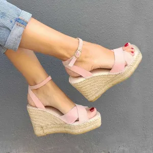 Lucia Espadrille Wedge in Rose