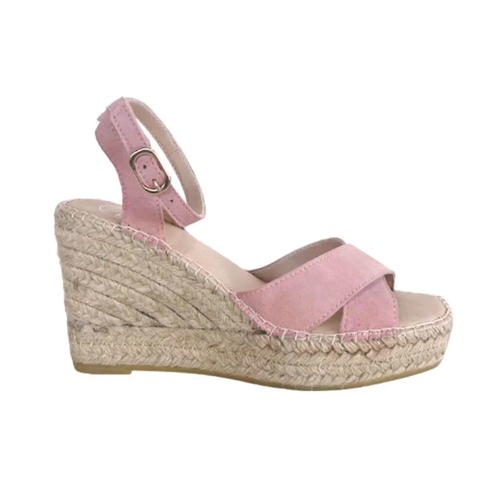 Lucia Espadrille Wedge in Rose