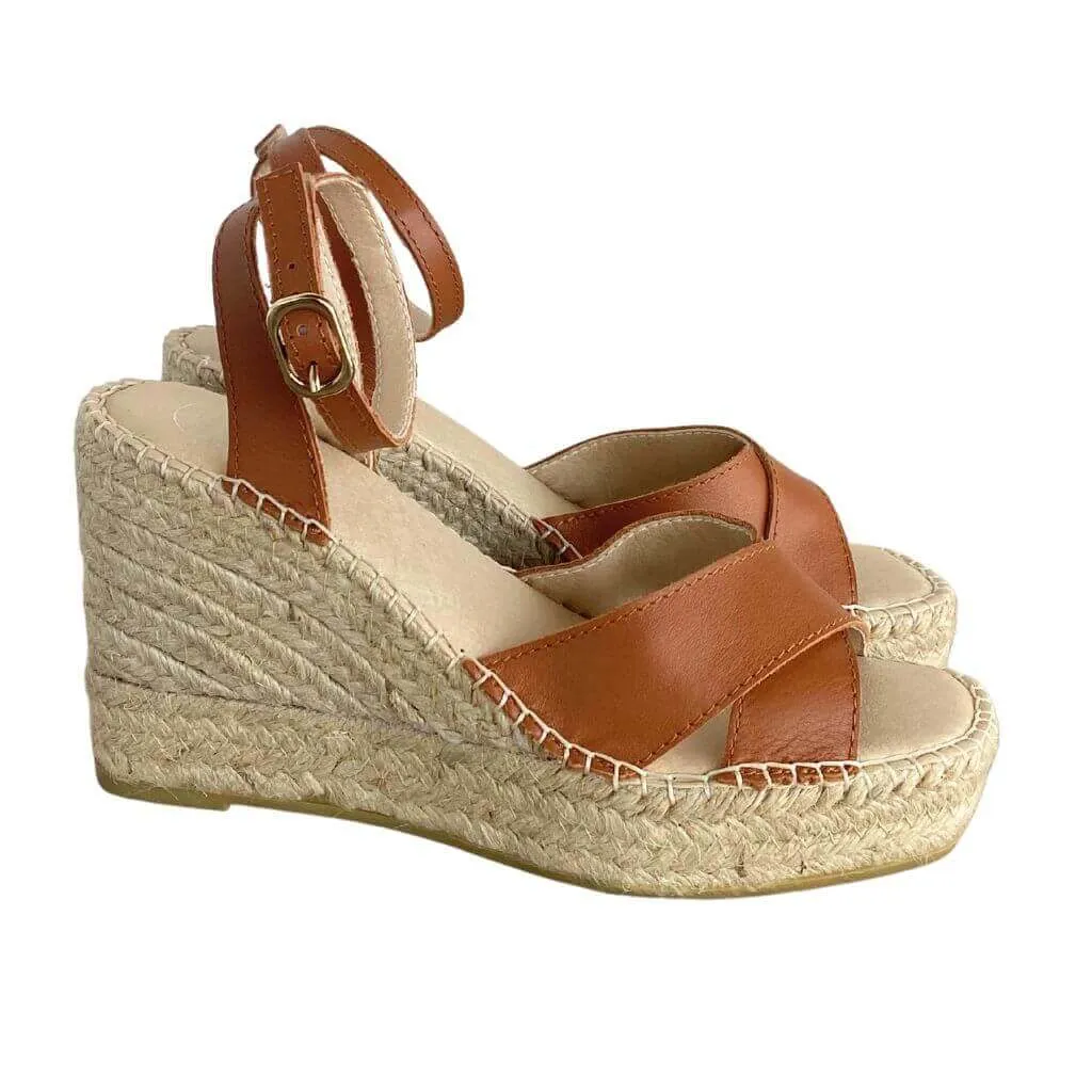 Lucia Espadrille Wedge in Tan