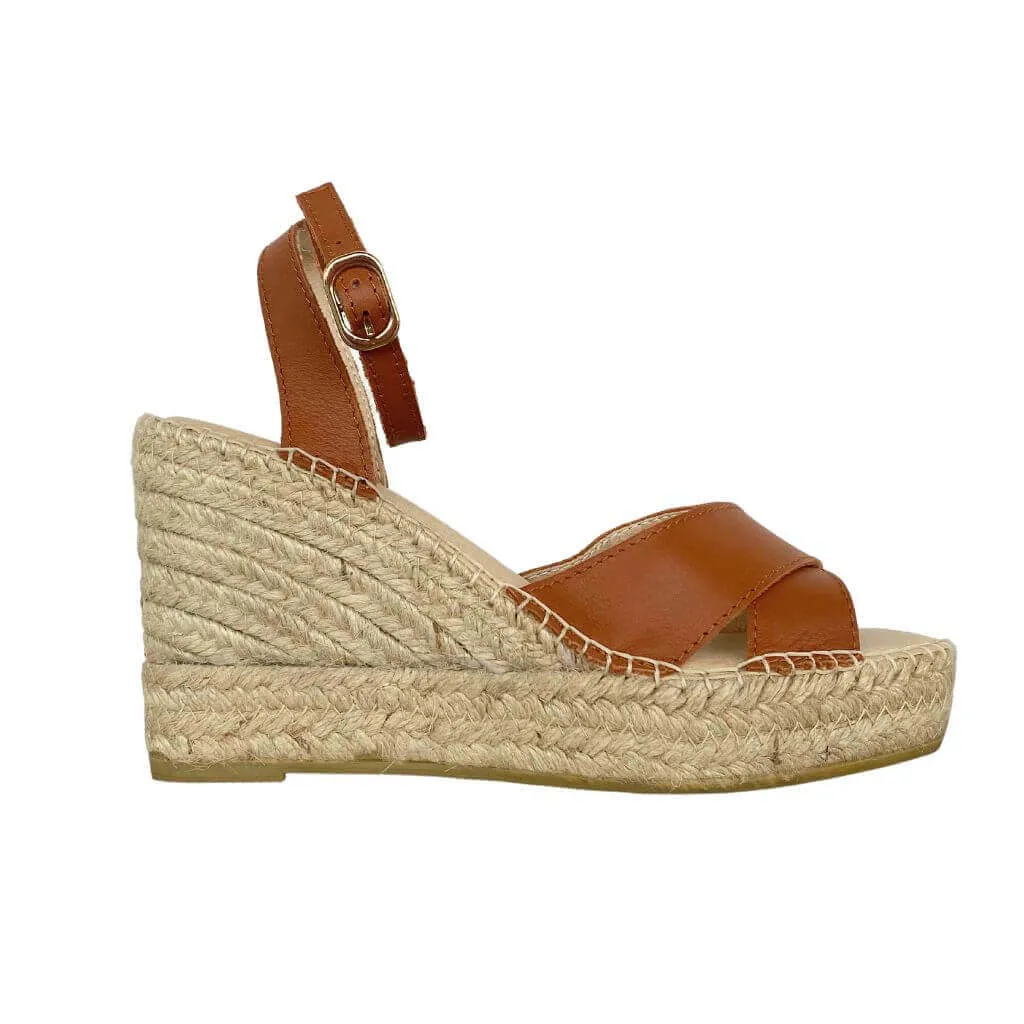 Lucia Espadrille Wedge in Tan