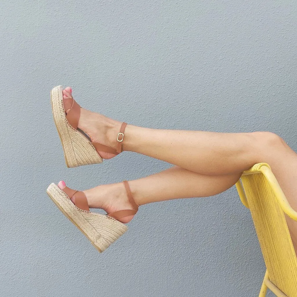 Lucia Espadrille Wedge in Tan