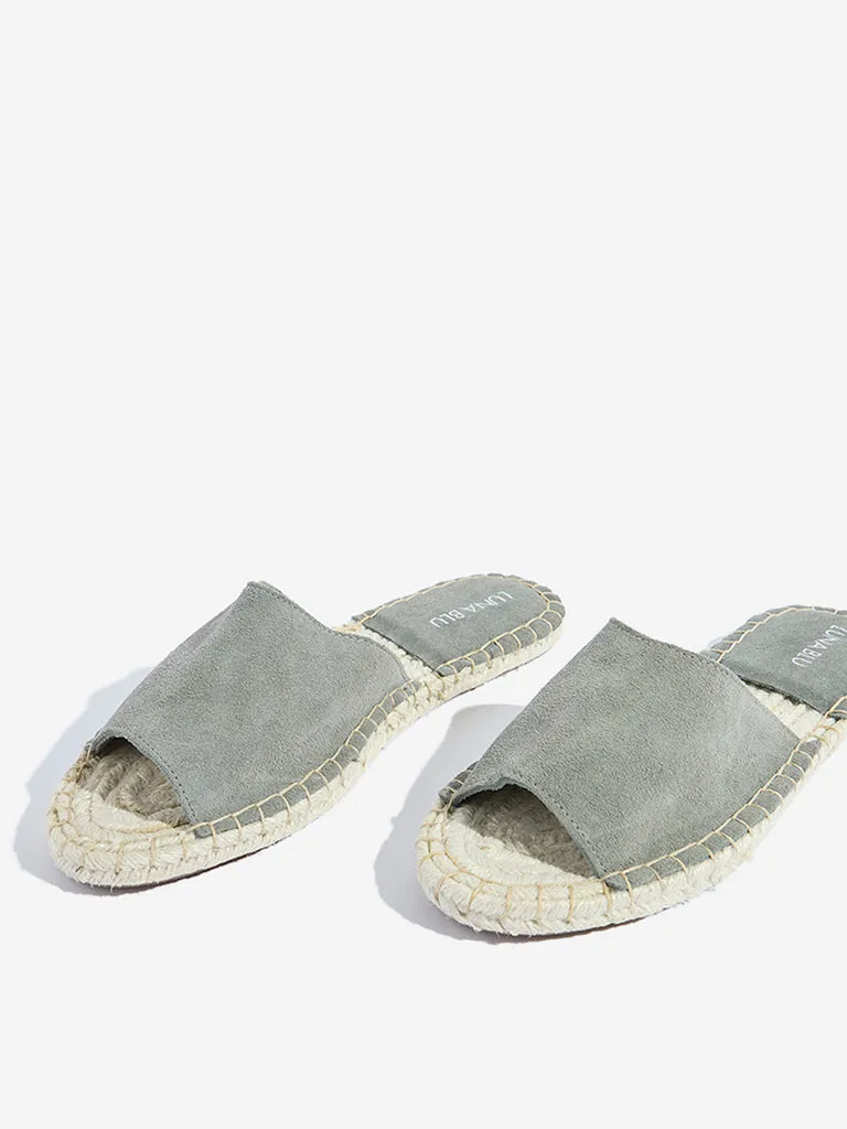 LUNA BLU Grey Suede Espadrille Slides