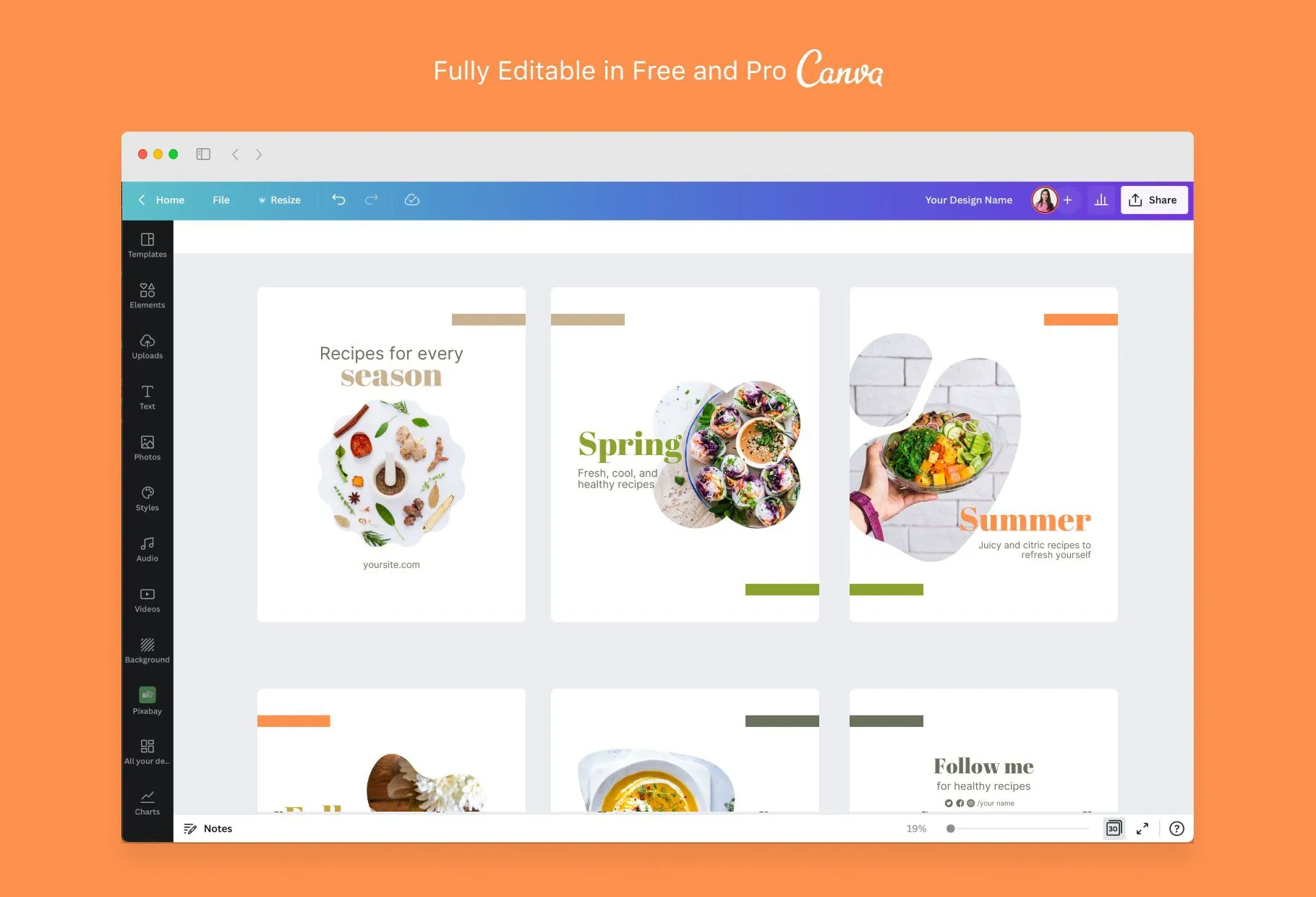 Luna Food and Nutrition 6-Page Carousel Canva Template