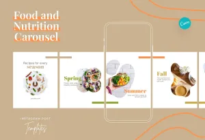 Luna Food and Nutrition 6-Page Carousel Canva Template