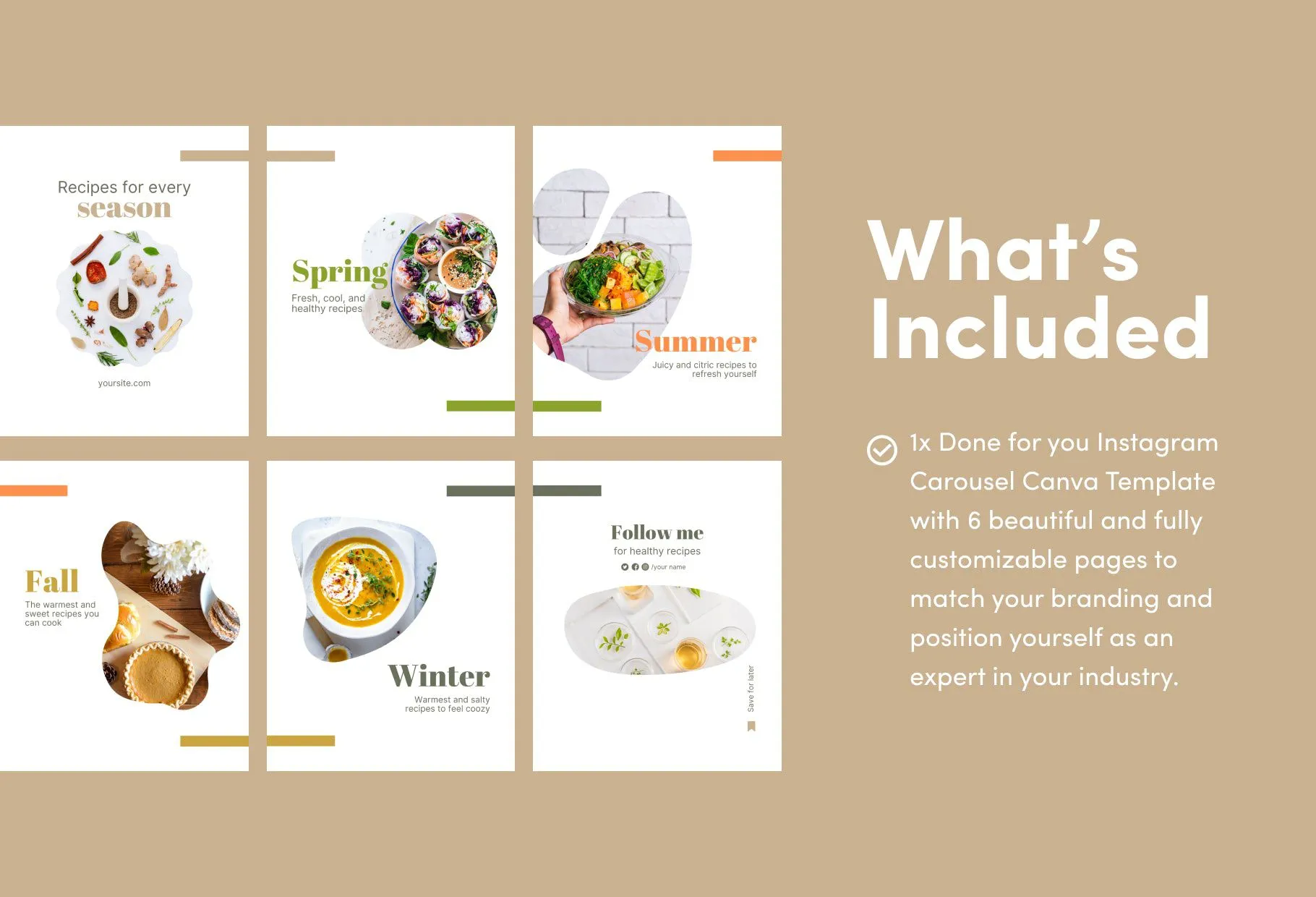 Luna Food and Nutrition 6-Page Carousel Canva Template