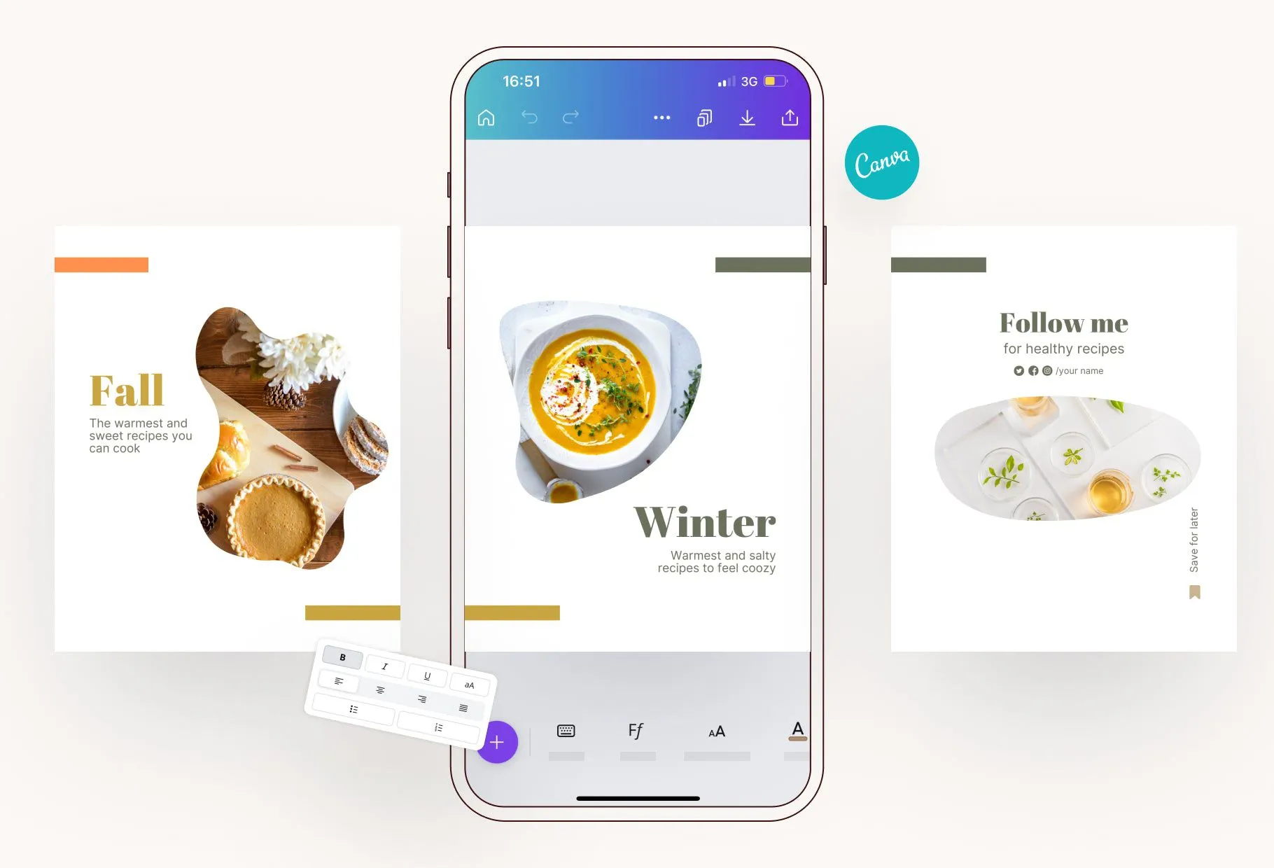 Luna Food and Nutrition 6-Page Carousel Canva Template