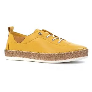 Lunar Evie Women's Leather Lace Up Plimsoll Mustard