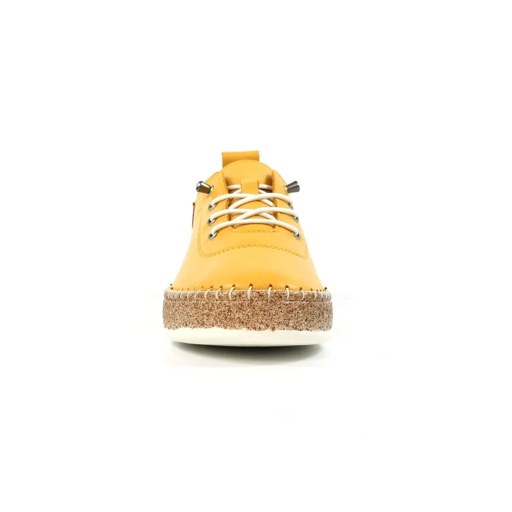 Lunar Evie Women's Leather Lace Up Plimsoll Mustard