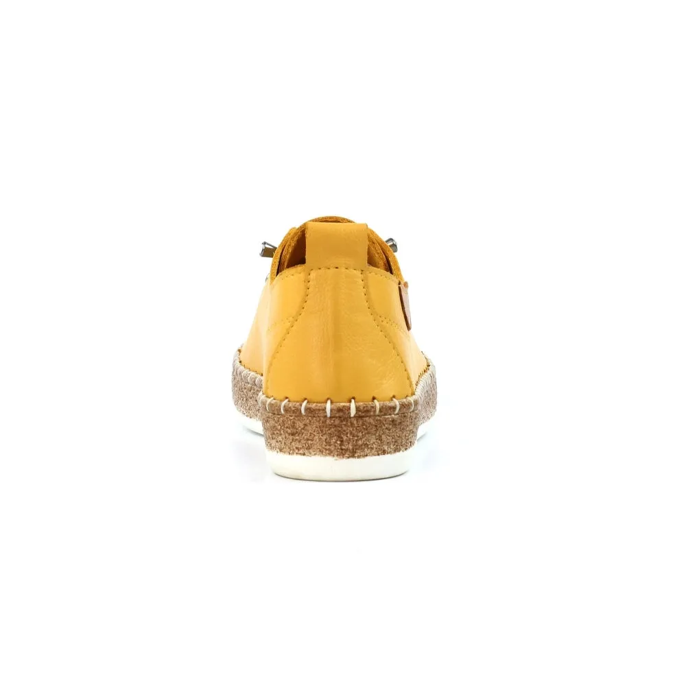 Lunar Evie Women's Leather Lace Up Plimsoll Mustard