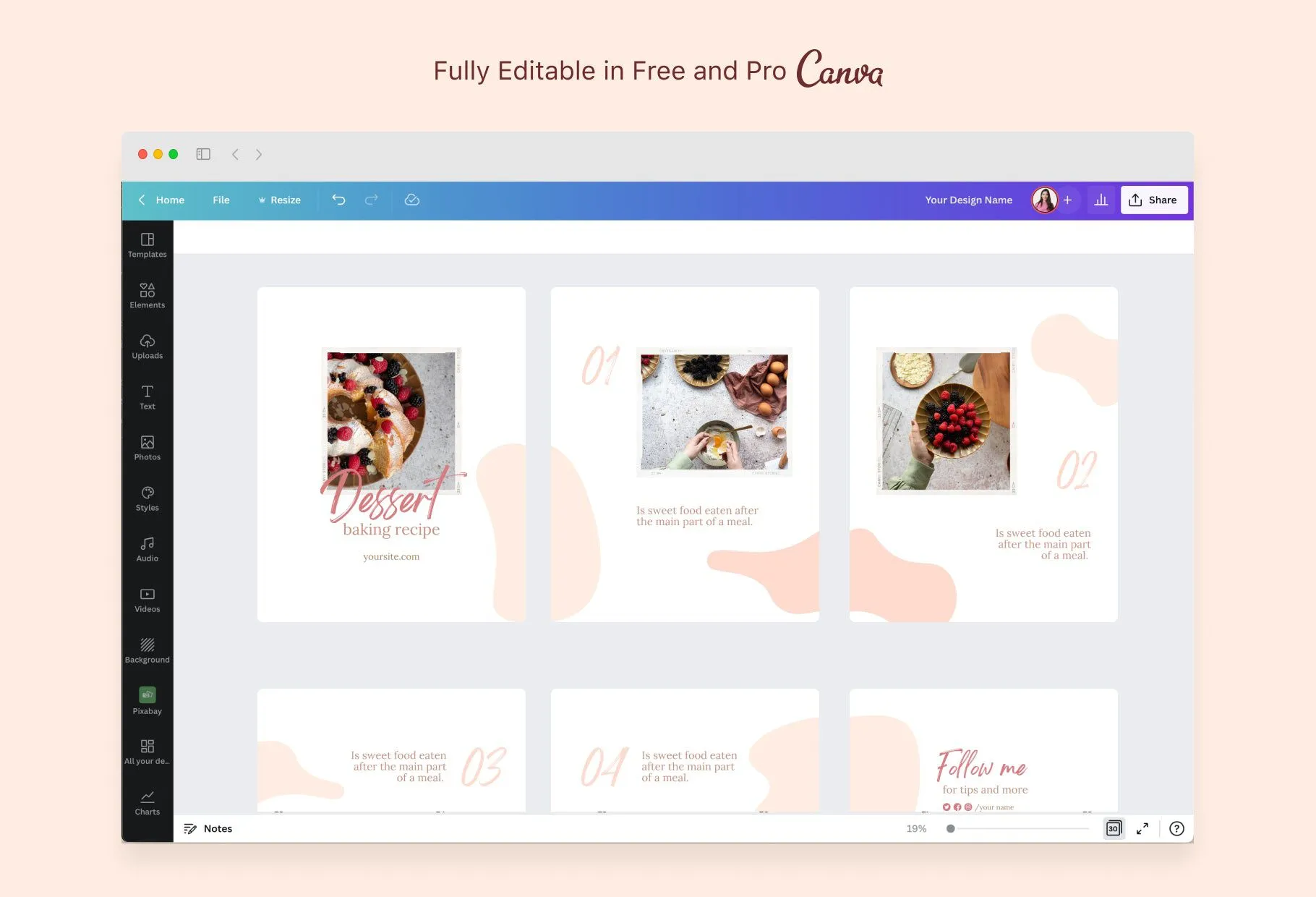 Madison Food and Nutrition 6-Page Carousel Canva Template