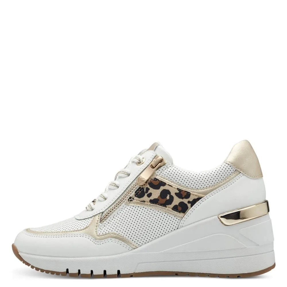 Marco Tozzi Wedge Laced Vegan Trainer 2-23743-WHITE MULTI