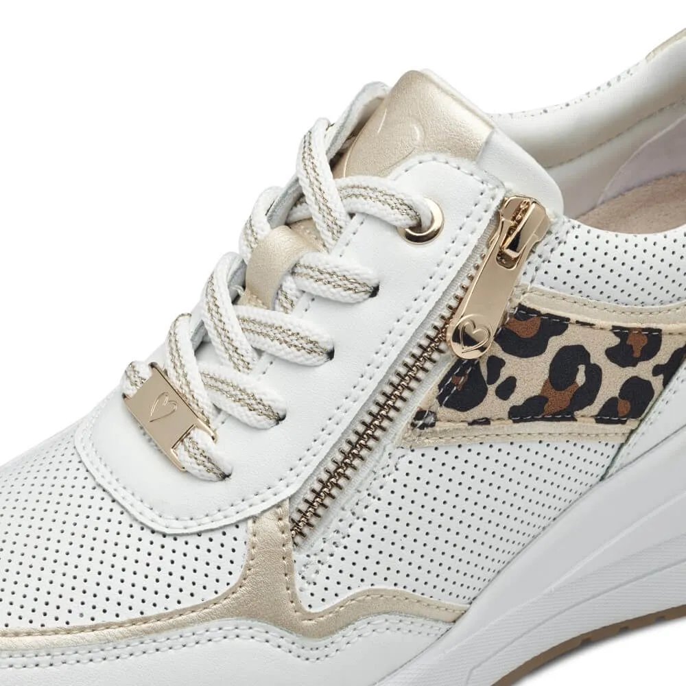 Marco Tozzi Wedge Laced Vegan Trainer 2-23743-WHITE MULTI