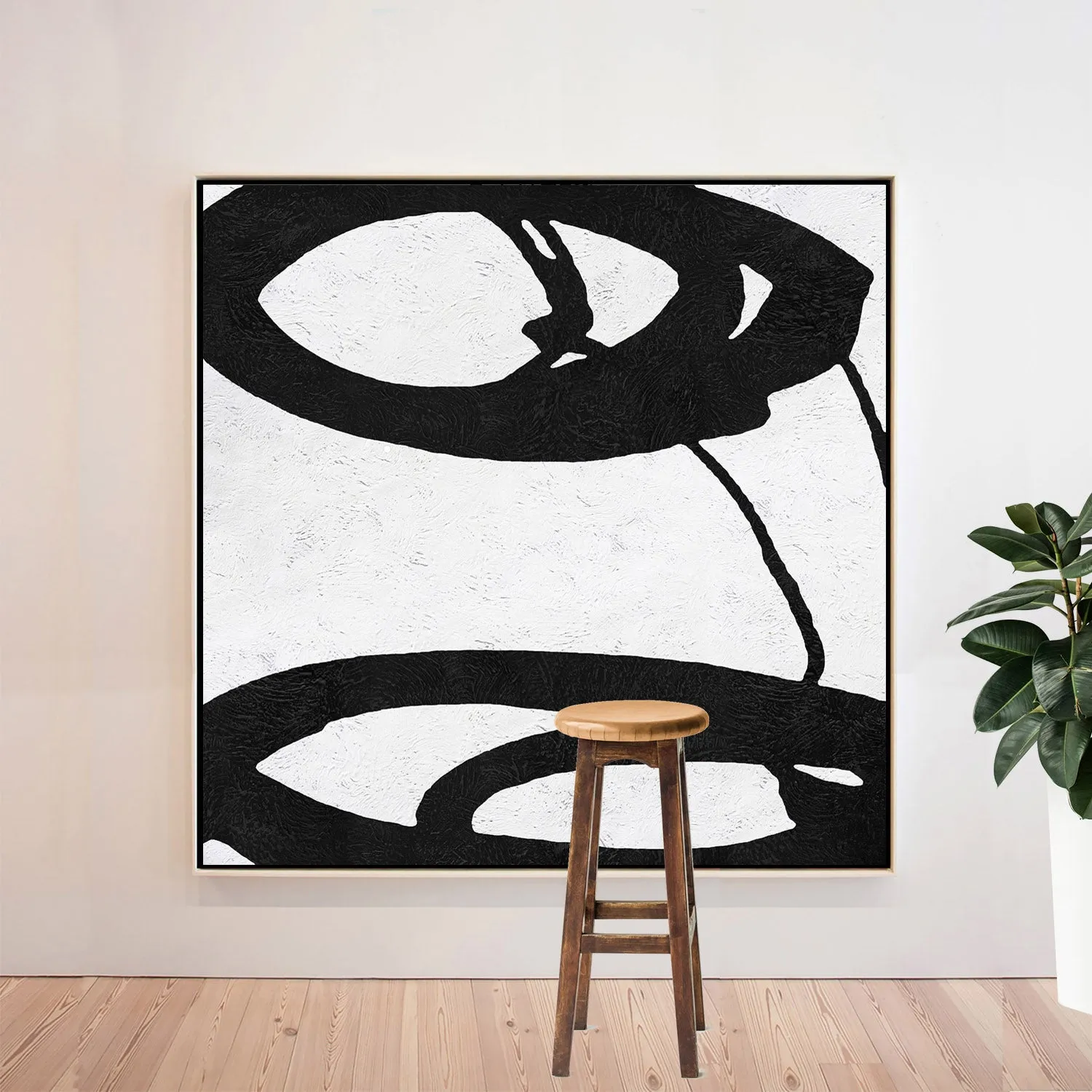 Minimal Black and White Painting MN152A