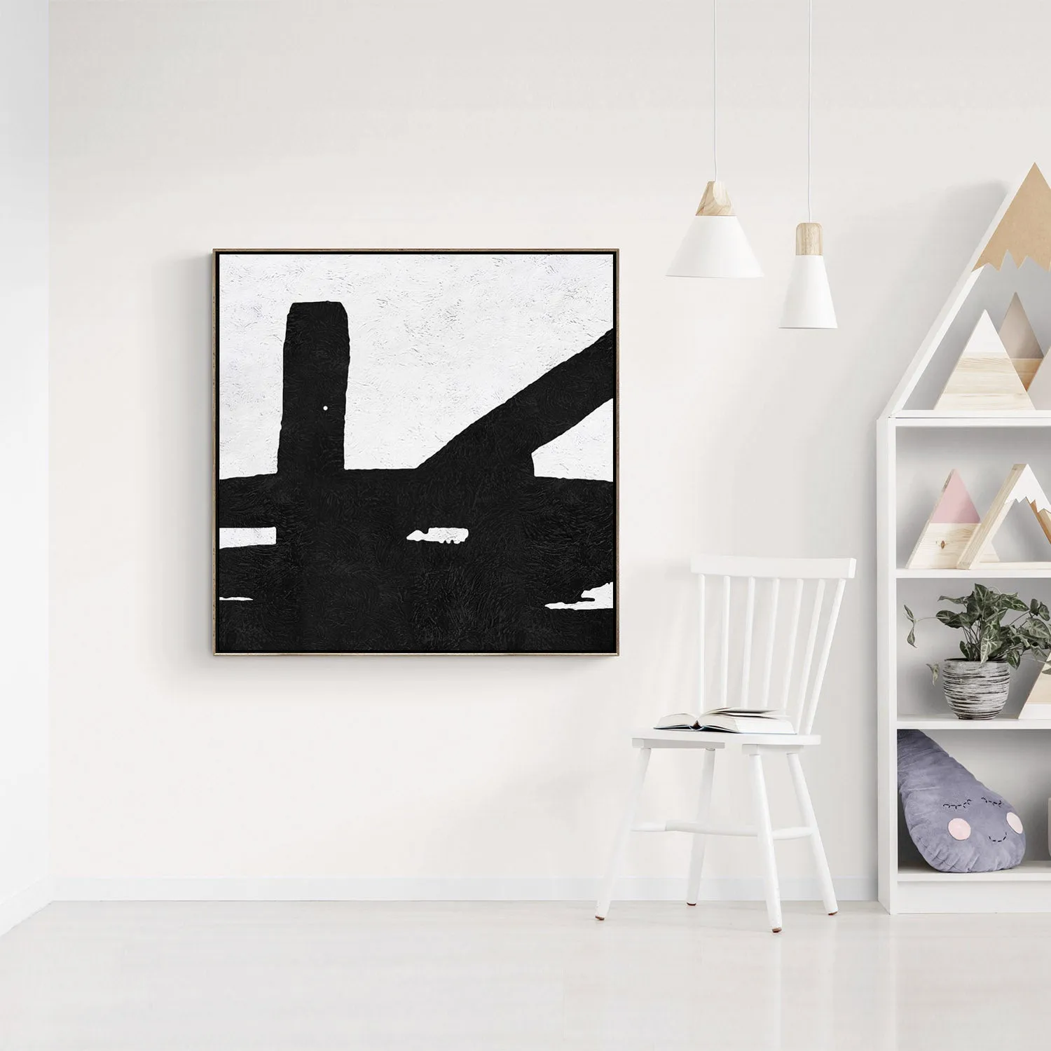 Minimal Black and White Painting MN73A
