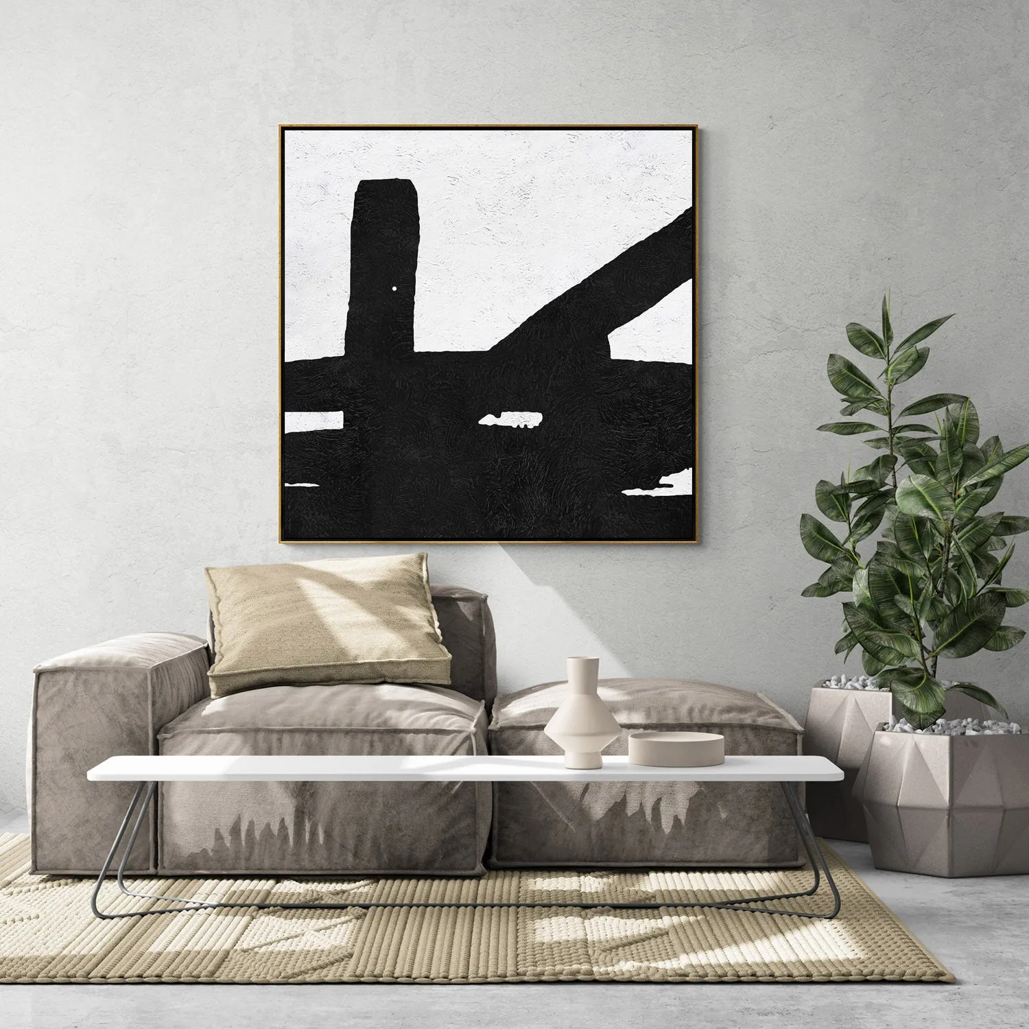 Minimal Black and White Painting MN73A