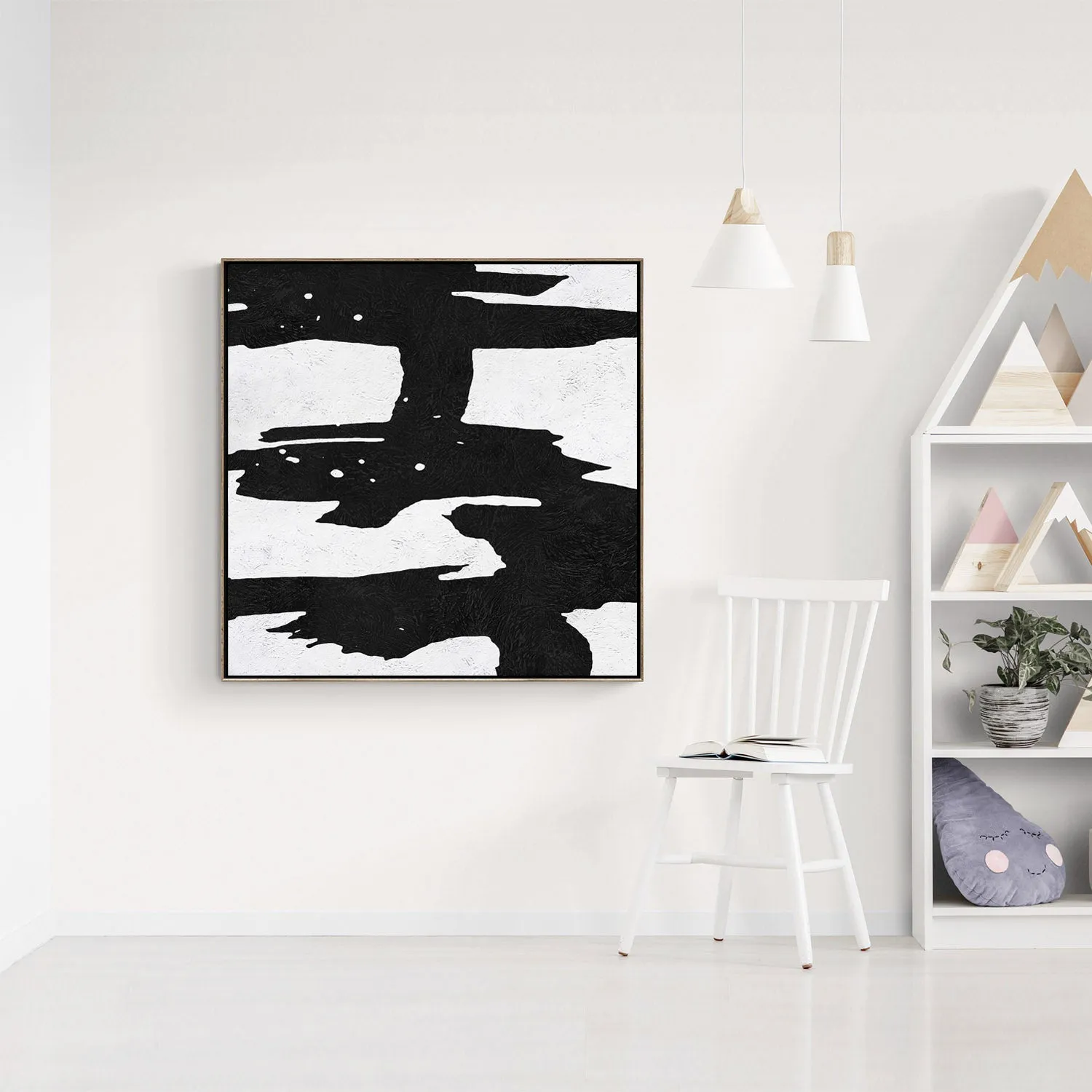 Minimal Black and White Painting MN89A