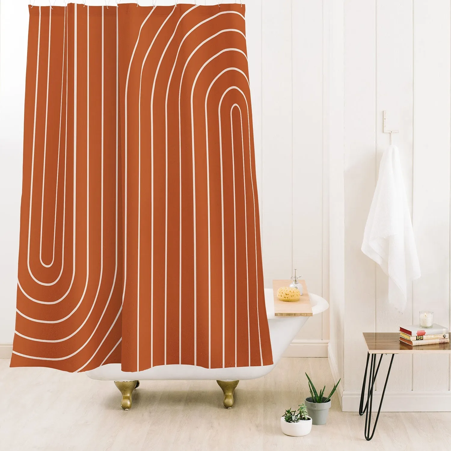MINIMAL LINE CURVATURE CORAL SHOWER CURTAIN
