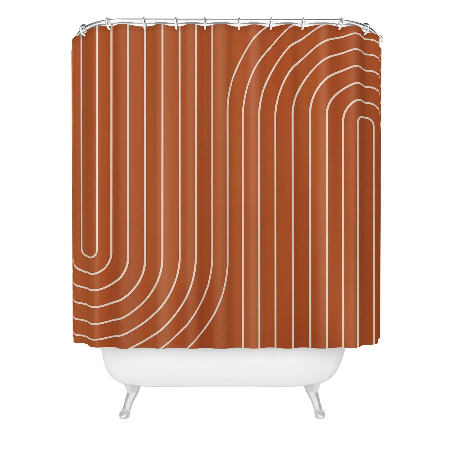 MINIMAL LINE CURVATURE CORAL SHOWER CURTAIN