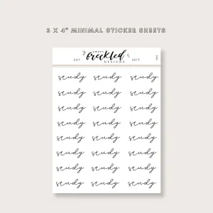 Minimalistic Script "Study" Stickers