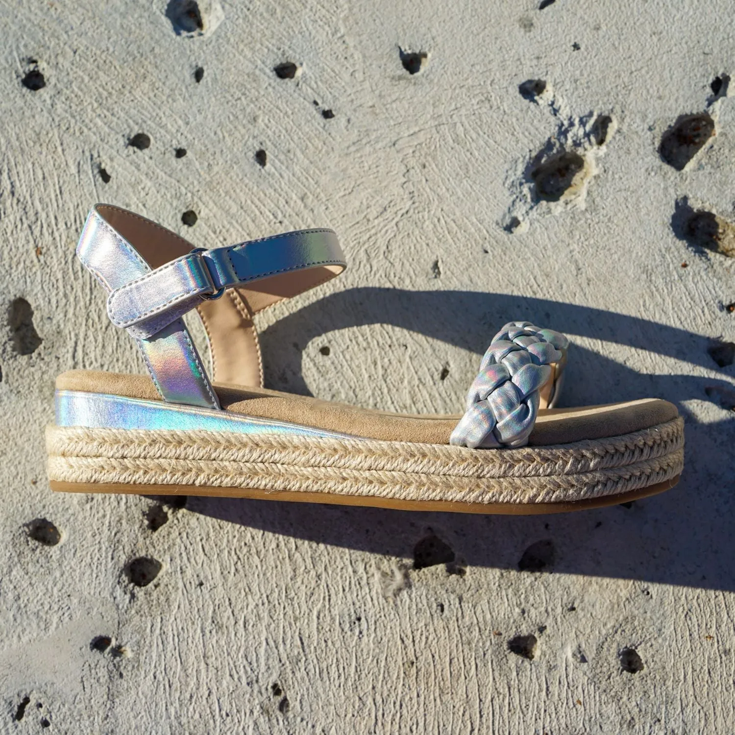 Miss April Wedge Sandal in Iridescent - Kids from Yosi Samra